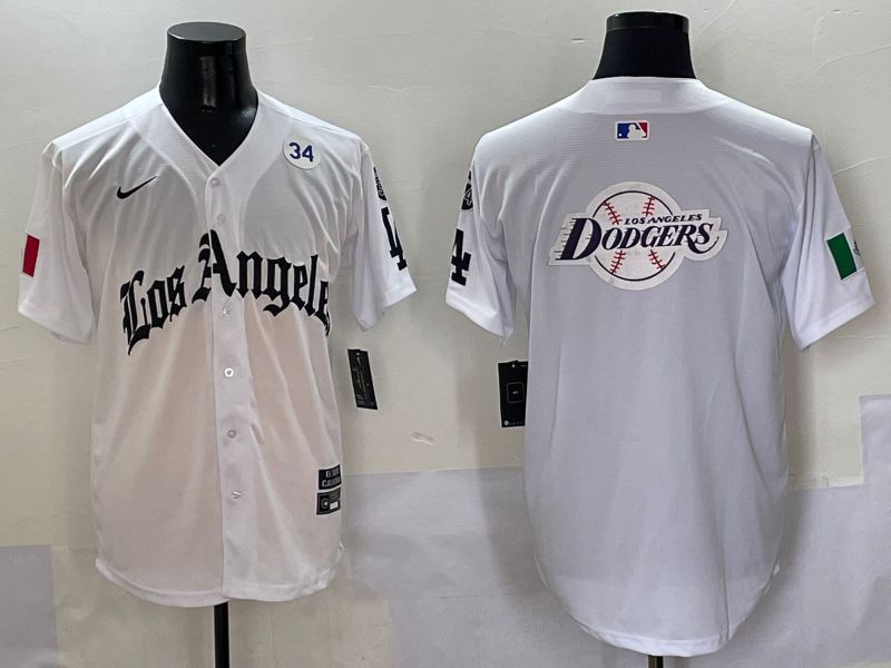 Men Los Angeles Dodgers Blank White Five generations Joint Name 2025 Nike MLB Jersey style 33->women mlb jersey->Women Jersey